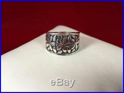 James Avery RETIRED Sterling Silver Wide Flower Band Ring Size 9.5