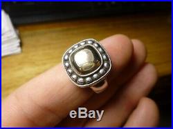 James Avery RETIRED Sterling Silver and 14K Gold Beaded Dome Ring Size 8
