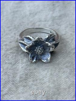 James Avery Rare Retired Christmas Flower 3d Ring Sterling 6.5