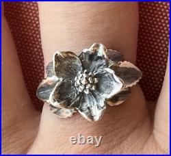 James Avery Rare Retired Christmas Flower 3d Ring Sterling 6.5