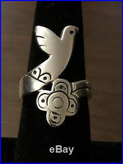 James Avery Rare Retired Silver Dove And Floral Ring Size 7.5 MINT 60 Years