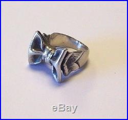 James Avery Rare Retired Sterling Bow Ring Box Cloth COA Size 7 1/2