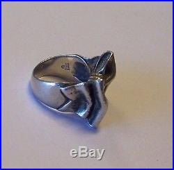 James Avery Rare Retired Sterling Bow Ring Box Cloth COA Size 7 1/2