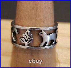 James Avery Rare Vintage Retired Open Cat Scroll Ring Sterling Size 9