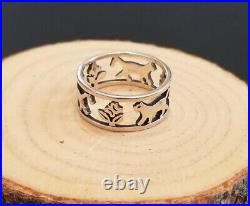 James Avery Rare Vintage Retired Open Cat Scroll Ring Sterling Size 9