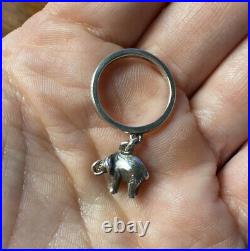 James Avery Rare and Retired Sterling Silver Lucky Elephant Dangle Ring, Sz 4.5