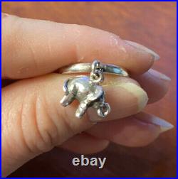 James Avery Rare and Retired Sterling Silver Lucky Elephant Dangle Ring, Sz 4.5