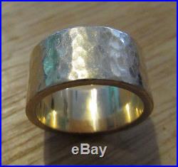 James Avery Refleccion Wedding Band 14K Gold Hammered Ring 10mm Size 5.75