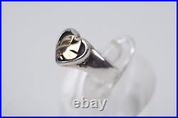James Avery Retired 14K Gold Sterling Silver Peace Dove Heart Band Ring Sz 4.5
