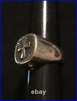 James Avery Retired 14k Gold Cross & Sterling Silver Rays Ring Bold Heavy Size 9