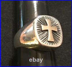 James Avery Retired 14k Gold Cross & Sterling Silver Rays Ring Bold Heavy Size 9