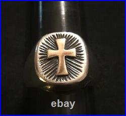 James Avery Retired 14k Gold Cross & Sterling Silver Rays Ring Bold Heavy Size 9