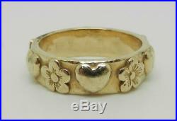 James Avery Retired 14k Gold Hearts And Flowers Ring Band Size 3.5 Lb2996