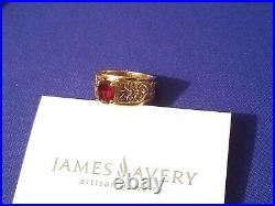 James Avery Retired 14k Gold Red Garnet Adoree Ring Size 7 Rare! 6.73 Grams