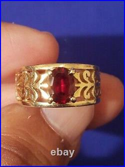 James Avery Retired 14k Gold Red Garnet Adoree Ring Size 7 Rare! 6.73 Grams