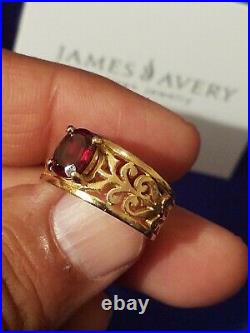 James Avery Retired 14k Gold Red Garnet Adoree Ring Size 7 Rare! 6.73 Grams