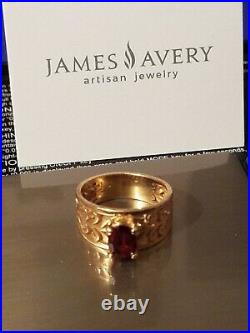 James Avery Retired 14k Gold Red Garnet Adoree Ring Size 7 Rare! 6.73 Grams