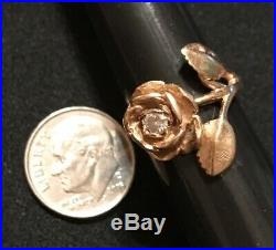 James Avery Retired 14k Gold Rose With. 15 Diamond Ring Size 4