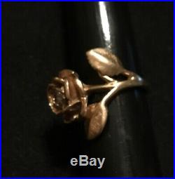 James Avery Retired 14k Gold Rose With. 15 Diamond Ring Size 4