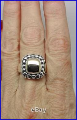 James Avery Retired 14k Gold Sterling Silver Square Beaded Dome Ring Lb-c1508