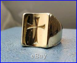 James Avery Retired 14k Heavy Mens Cross Ring Sz10