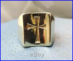 James Avery Retired 14k Heavy Mens Cross Ring Sz10