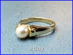 James Avery Retired 14k Scroll Ring Cultured Pearl Sz7 Near Mint Condition