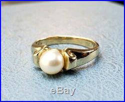 James Avery Retired 14k Scroll Ring Cultured Pearl Sz7 Near Mint Condition