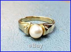 James Avery Retired 14k Scroll Ring Cultured Pearl Sz7 Near Mint Condition