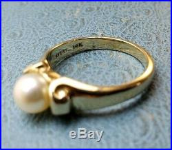 James Avery Retired 14k Scroll Ring Cultured Pearl Sz7 Near Mint Condition