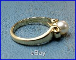 James Avery Retired 14k Scroll Ring Cultured Pearl Sz7 Near Mint Condition