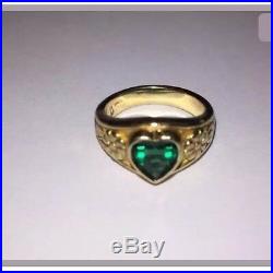 James Avery Retired 14k Solid Gold EMERALD Heart Ring. EXTREMELY RARE Size 4.5