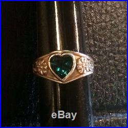 James Avery Retired 14k Solid Gold EMERALD Heart Ring. EXTREMELY RARE Size 4.5