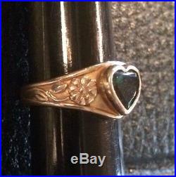 James Avery Retired 14k Solid Gold EMERALD Heart Ring. EXTREMELY RARE Size 4.5