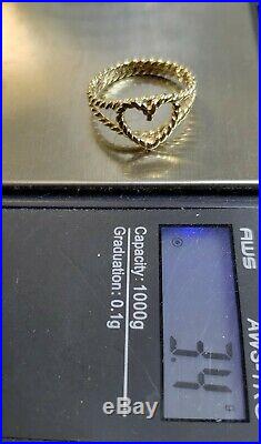 James Avery Retired 14k Twisted Rope Heart Ring Size 7