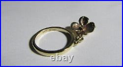 James Avery Retired 14k Yellow Gold Dangle Dogwood Charm Smooth Ring Size 5.0