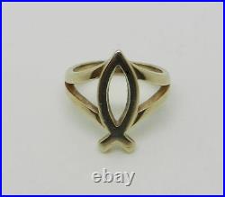 James Avery Retired 14k Yellow Gold Ichthus Ring Size 3.25 Rare Lb3382