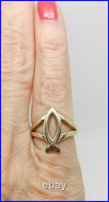 James Avery Retired 14k Yellow Gold Ichthus Ring Size 3.25 Rare Lb3382