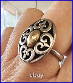 James Avery Retired 14kt Gold Center/ Silver Ornate Ring GORGEOUS! Sz 8