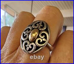 James Avery Retired 14kt Gold Center/ Silver Ornate Ring GORGEOUS! Sz 8