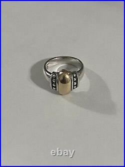 James Avery Retired 14kt Gold & Sterling Beaded Oval Dome Ring Size 5.25 Rare