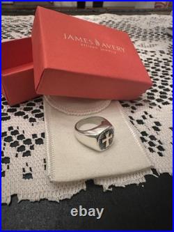 James Avery Retired 14kt Gold & Sterling Silver WBand Radiant Cross Ring Sz 7.5