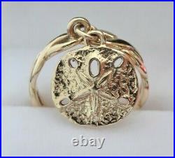 James Avery Retired 14kt Gold Twisted Dangle Sand Dollar Ring Size 6.5 Retired