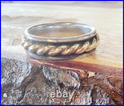 James Avery Retired 14kt Gold and Sterling Silver Rope Band Ring Size 6.5