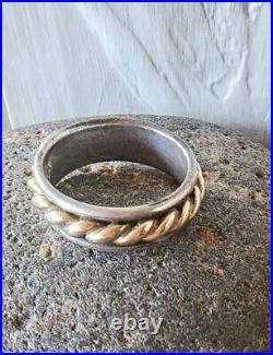 James Avery Retired 14kt Gold and Sterling Silver Rope Band Ring Size 6.5
