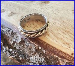 James Avery Retired 14kt Gold and Sterling Silver Rope Band Ring Size 6.5