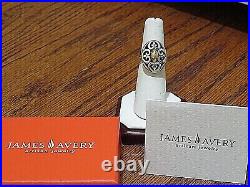 James Avery Retired 14kt gold & Sterling Silver Scrolled Fleuree Cushion Ring Si