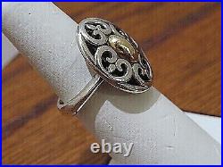 James Avery Retired 14kt gold & Sterling Silver Scrolled Fleuree Cushion Ring Si