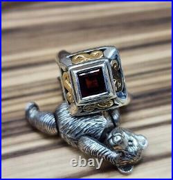 James Avery Retired 18k/. 925 Pyramid Garnet Ring. Unique & Beautiful Size6.5