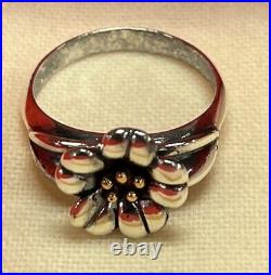 James Avery Retired 18k Yellow Gold & Sterling Silver April Flower Ring Size 8